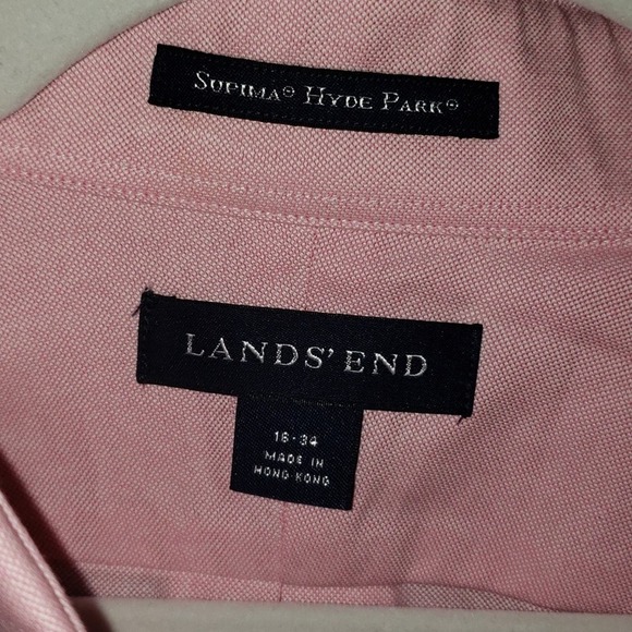 Lands' End Traditional Fit Solid Supima Button Down Collar Dress Shirt Size 16 - Picture 5 of 6